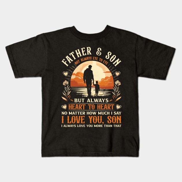 Father and Son Not Always Eye to Eye Father's Day Kids T-Shirt by Bunzaji